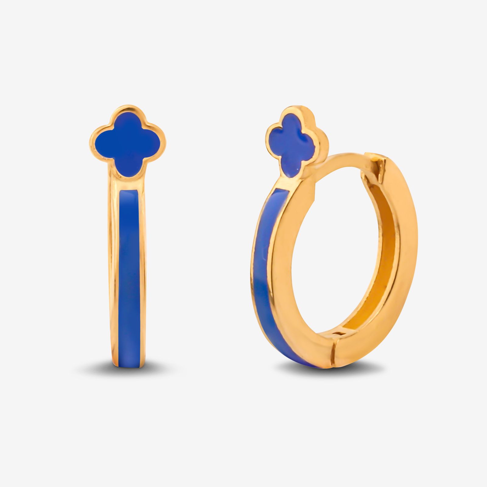گوشواره حلقه‌ای طلا کم اجرت 18 عیار زنانه با طرح ونکلیف آرپلز گلدم مدل E244021 -  - 1