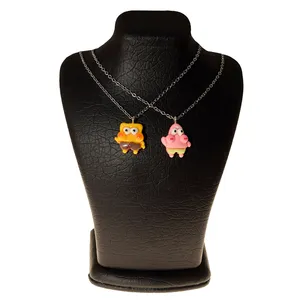 گردنبند دخترانه دلنار گالری مدل کاپلی پاتریک و باب اسفنجی مینیاتوری مجموعه 2 عددی