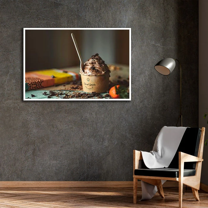 تابلو بکلیت طرح بستنی شکلاتی مدل W-D2280 فریم سفید