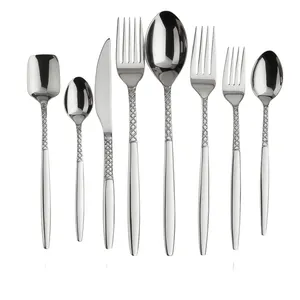 سرویس قاشق، چنگال و کارد استیل 144 پارچه مدل دهانه اروپایی مناسب 24 نفر
