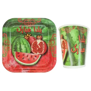 پیش دستی و لیوان یکبار مصرف مستر تم طرح یلدا مجموعه 20 عددی