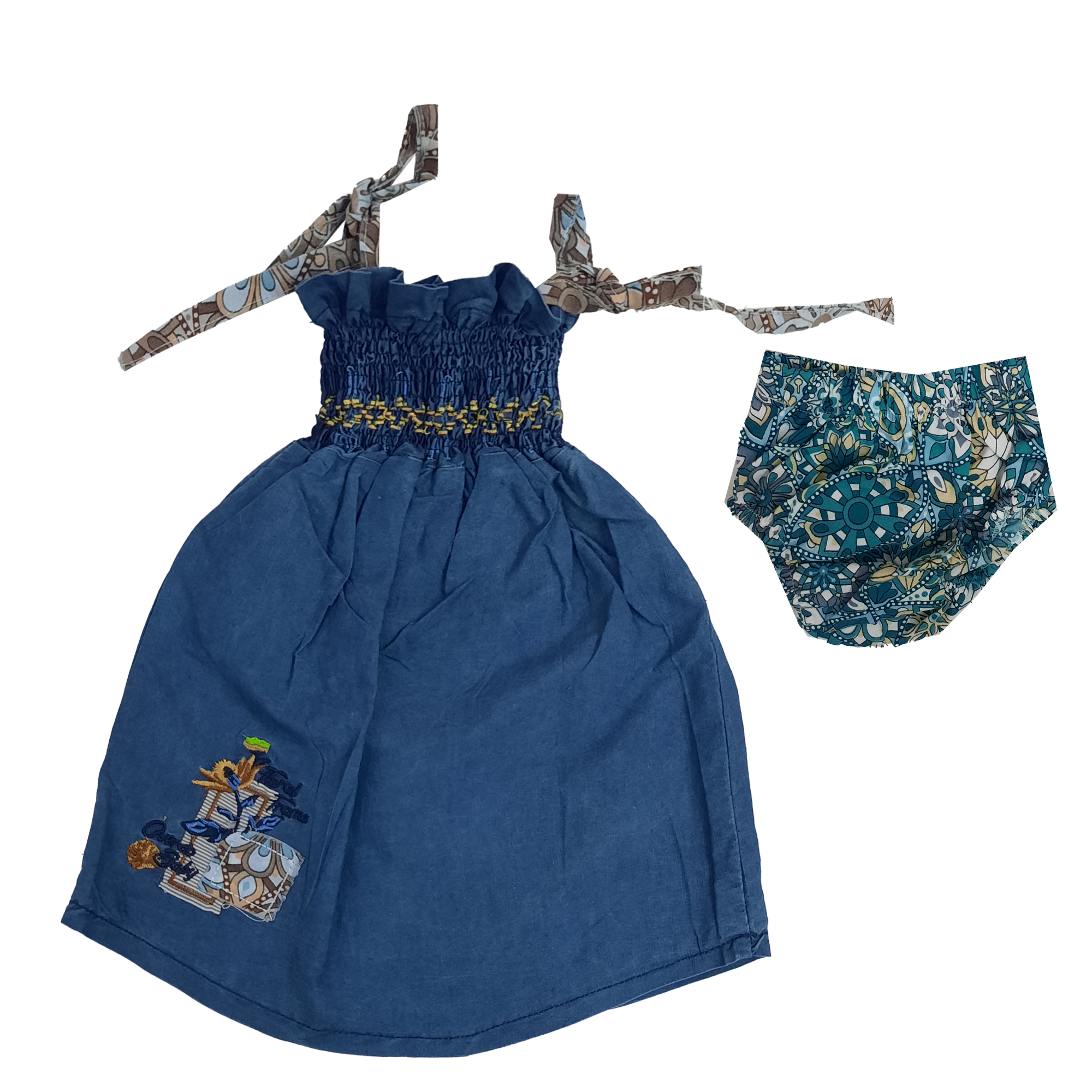 ست پیراهن و شورت نوزادی مدل 03 رنگ سبز