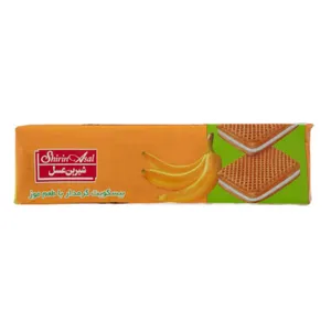 بیسکویت کرمدار موز شیرین عسل - 120 گرم بسته 20 عددی 