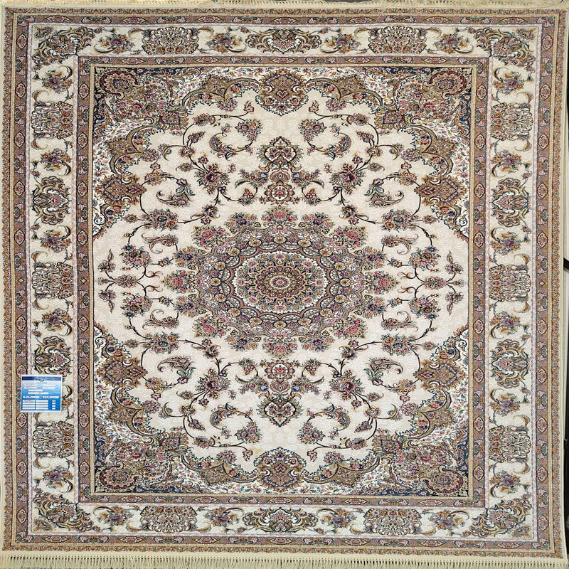 فرش ماشینی 1200 شانه زمینه کرم حاشیه کرم مدل 7496