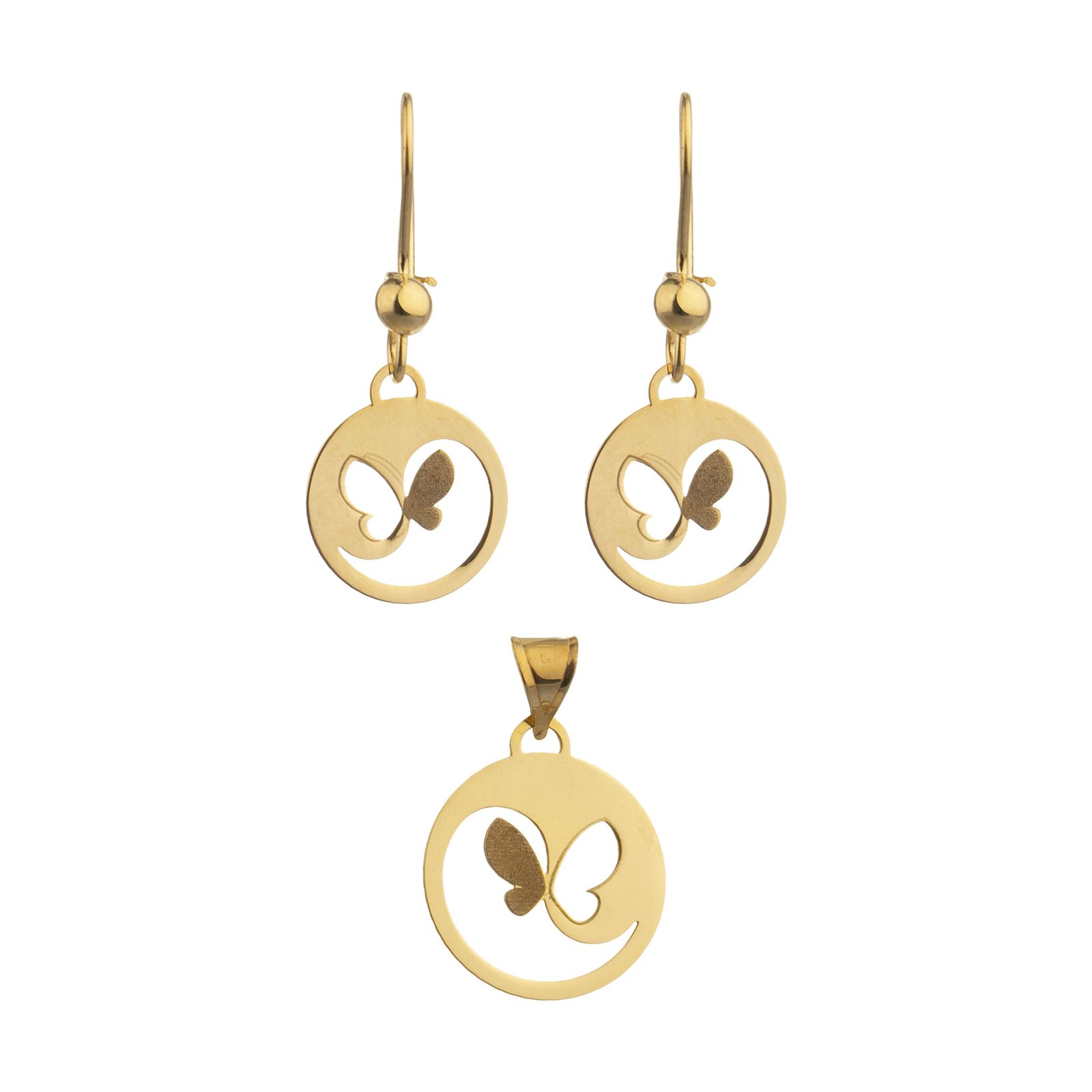 نیم ست طلا 18 عیار زنانه مایا ماهک مدل MS0628 طرح پروانه -  - 1