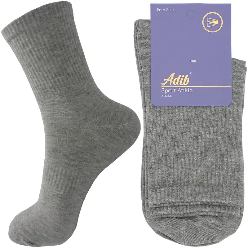 جوراب ورزشی زنانه ادیب مدل کش انگلیسی کد SPTW رنگ طوسی بسته 4 عددی