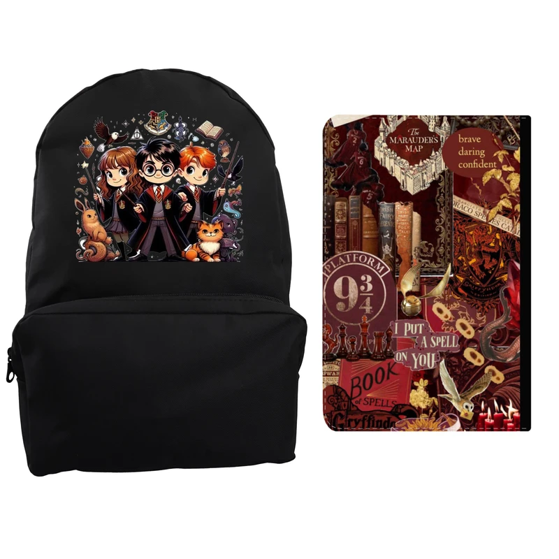 کوله پشتی مدرسه مدل هری پاتر کارتونی کد 487 به همراه کلاسور