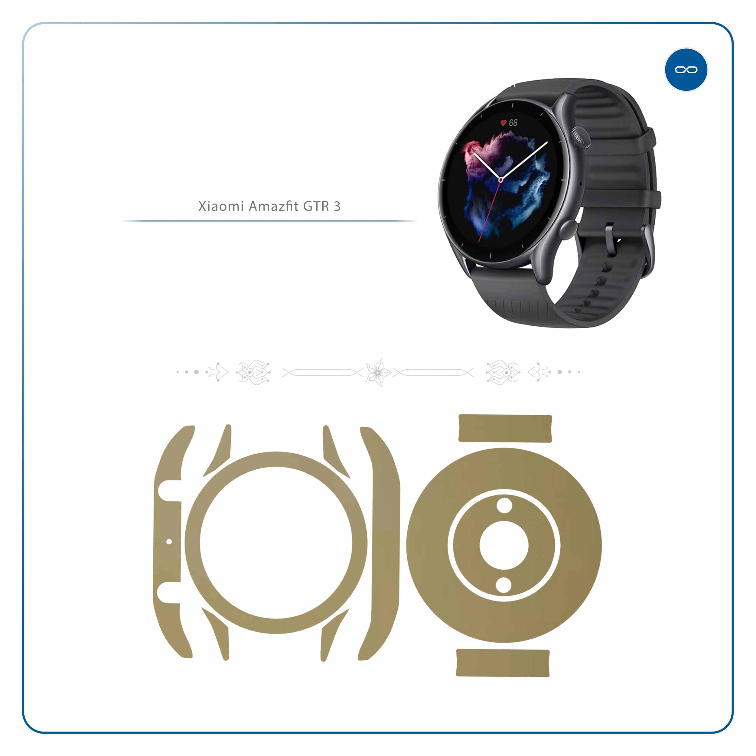 برچسب ماهوت طرح Matte-Gold مناسب برای ساعت هوشمند آمازفیت GTR 3