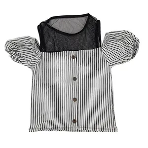 بلوز زنانه مدل یقه تور آستین پفی