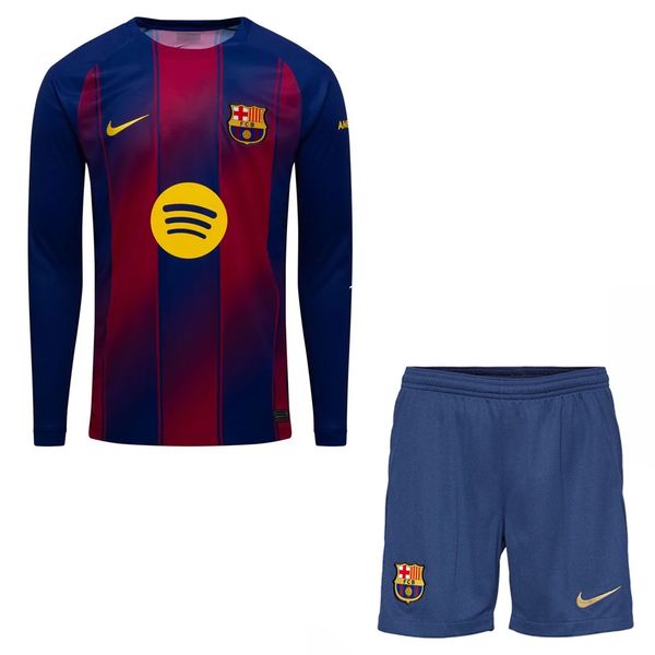 ست تی‌شرت آستین بلند و شلوارک ورزشی مردانه مدل بارسلونا Home 2026