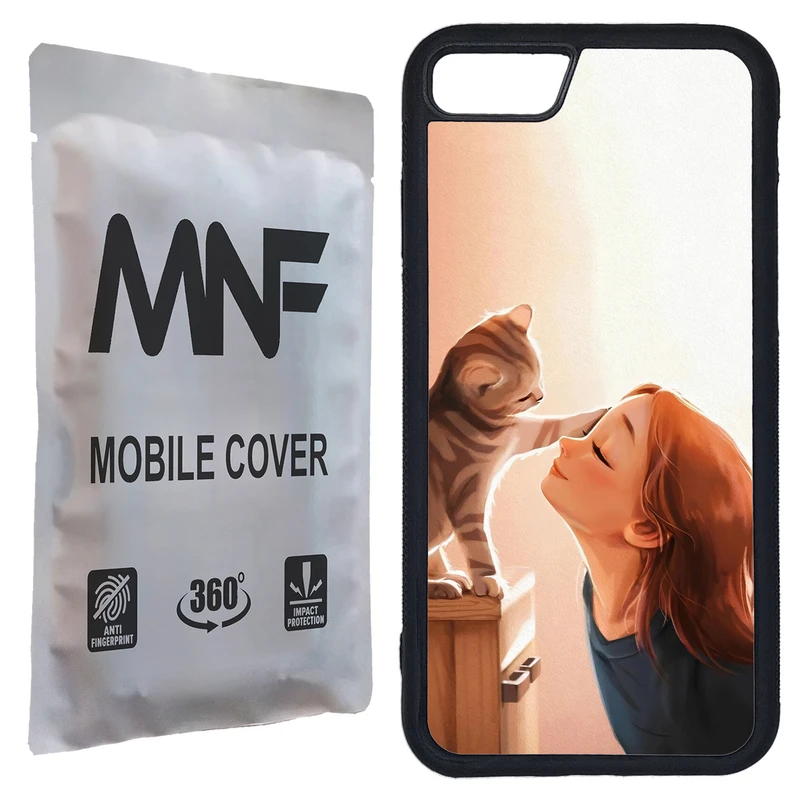 کاور ام ان اف طرح دختر و گربه کد P-195 مناسب برای گوشی موبایل اپل iPhone 7 / 8