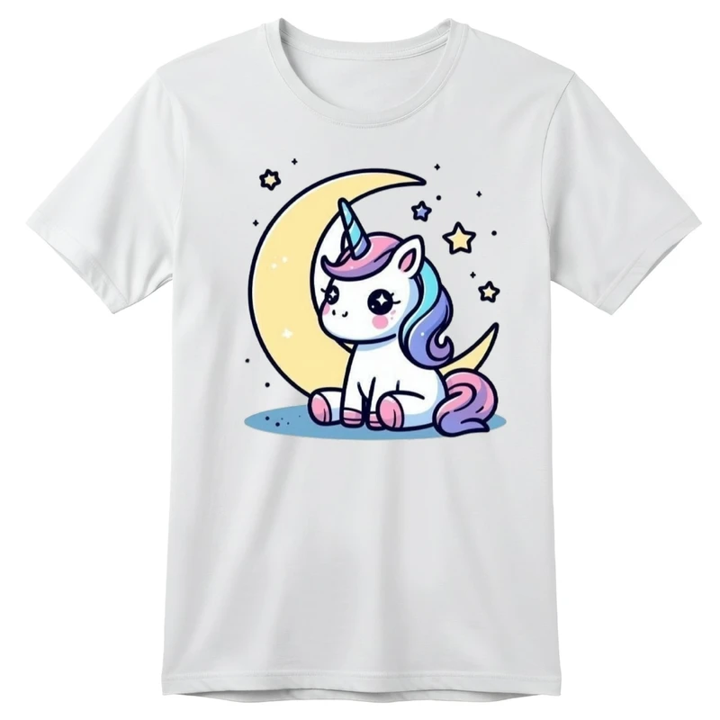 تی‌شرت آستین کوتاه بچگانه مدل تک شاخ و ماه کد p1 