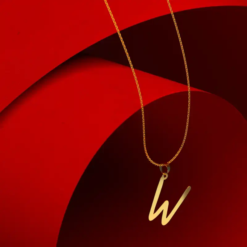 گردنبند طلا 18 عیار زنانه مدوپد مدل حرف W کد H3-1-1595