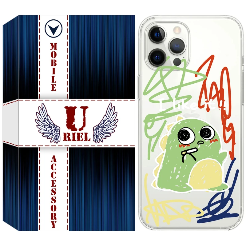 کاور یوریل قاب مدل Clear کد 21 طرح دایناسور نقاش مناسب برای گوشی موبایل اپل iPhone 12 Pro Max