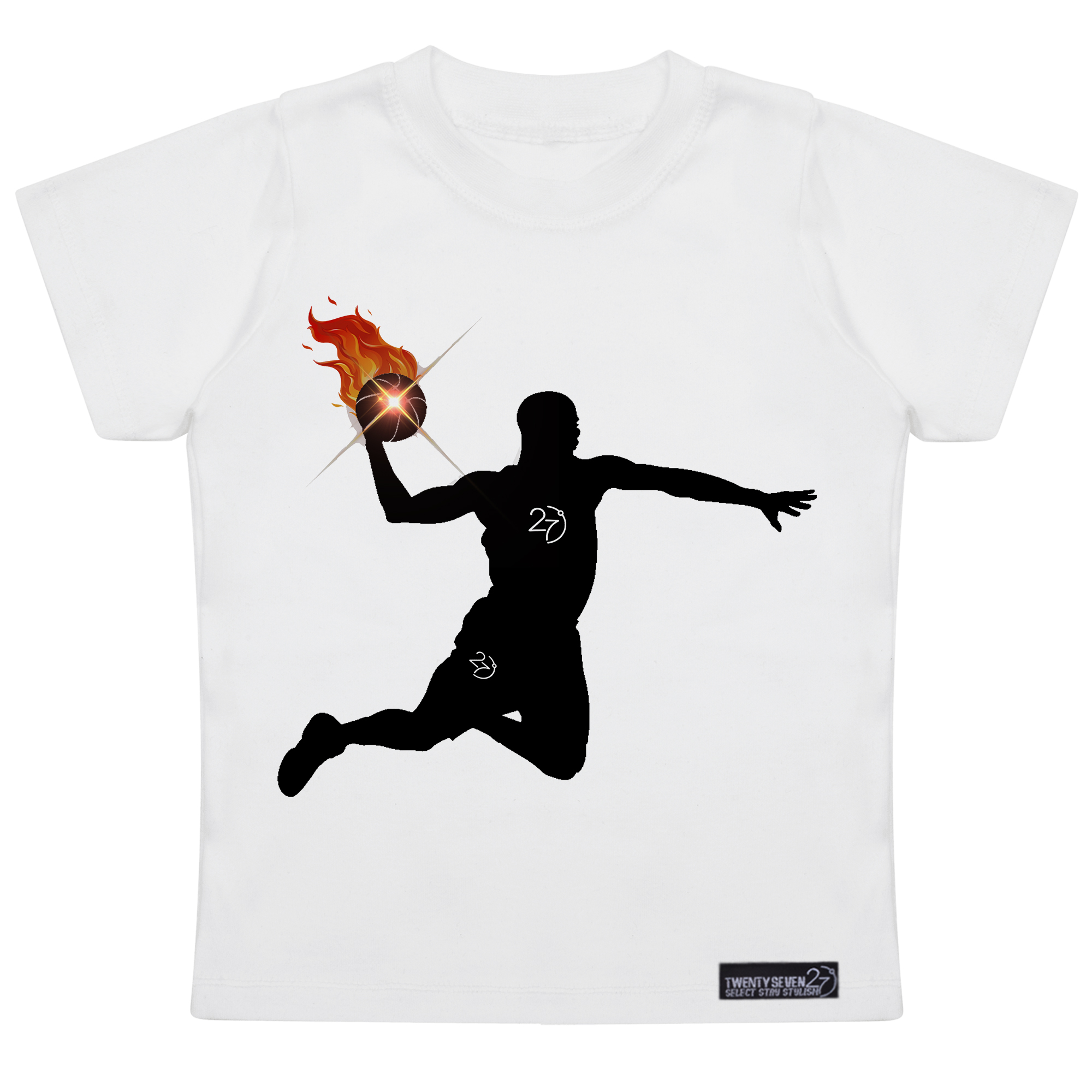 تی شرت آستین کوتاه دخترانه 27 مدل Basketball Fire کد MH1410