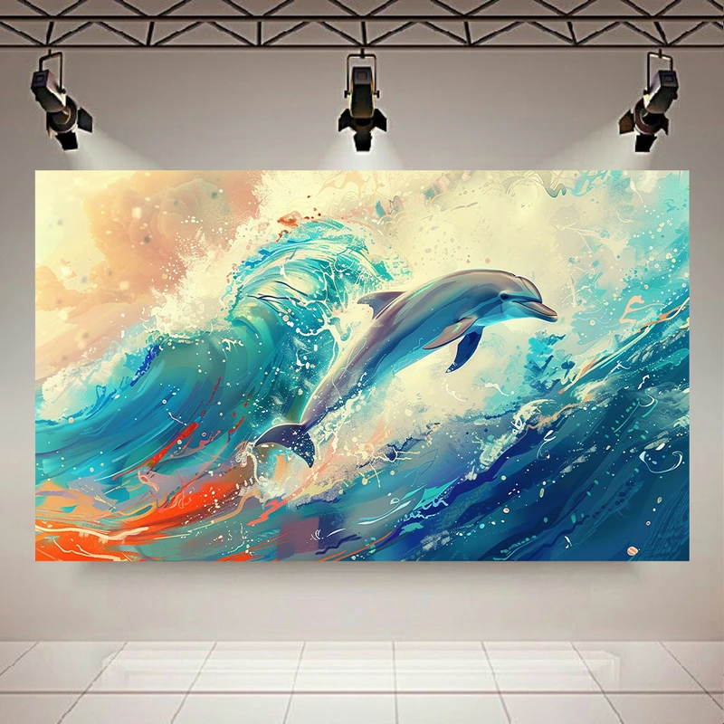 پوستر طرح دلفین مدل دریای خروشان کد AR302691