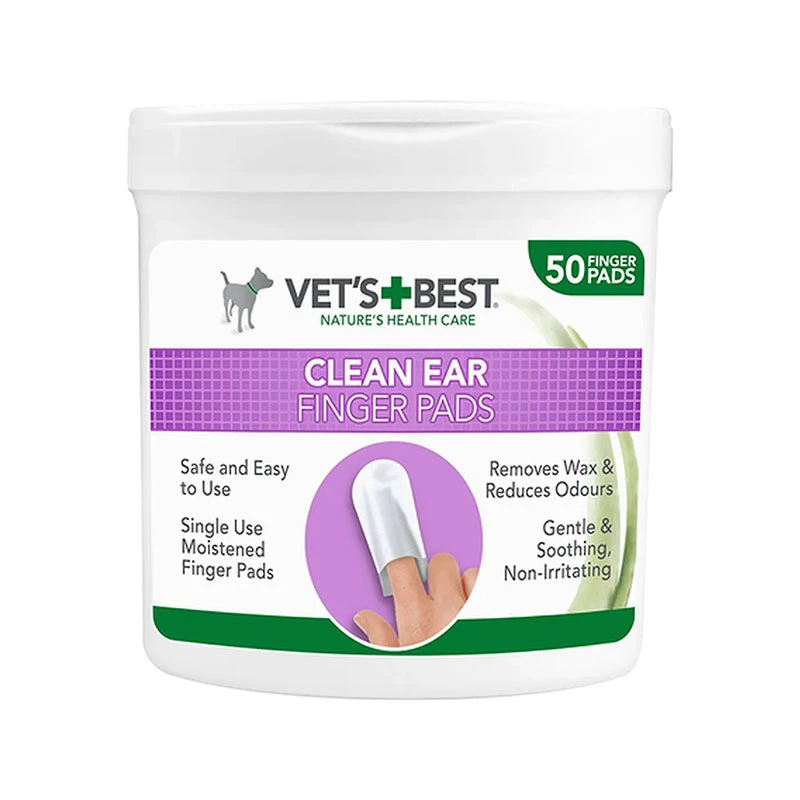 پد انگشتی تمیزکننده گوش سگ وتس بست مدل Clean Ear Finger Pads بسته 50 عددی