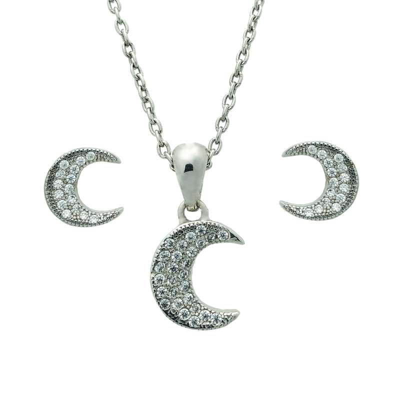 نیم ست نقره زنانه مدل NS-429 طرح ماه