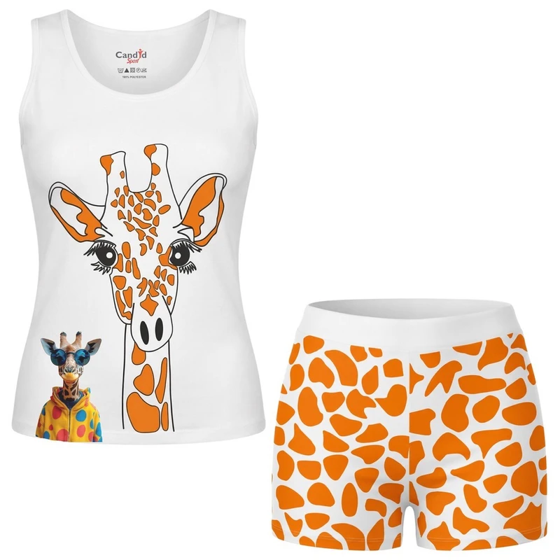 ست تاپ و شلوارک راحتی زنانه مدل زرافه