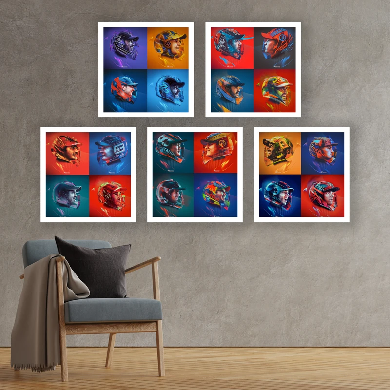 تابلو مدل رانندگان فرمول یک F1 کد LA-G5007 مجموعه 5 عددی