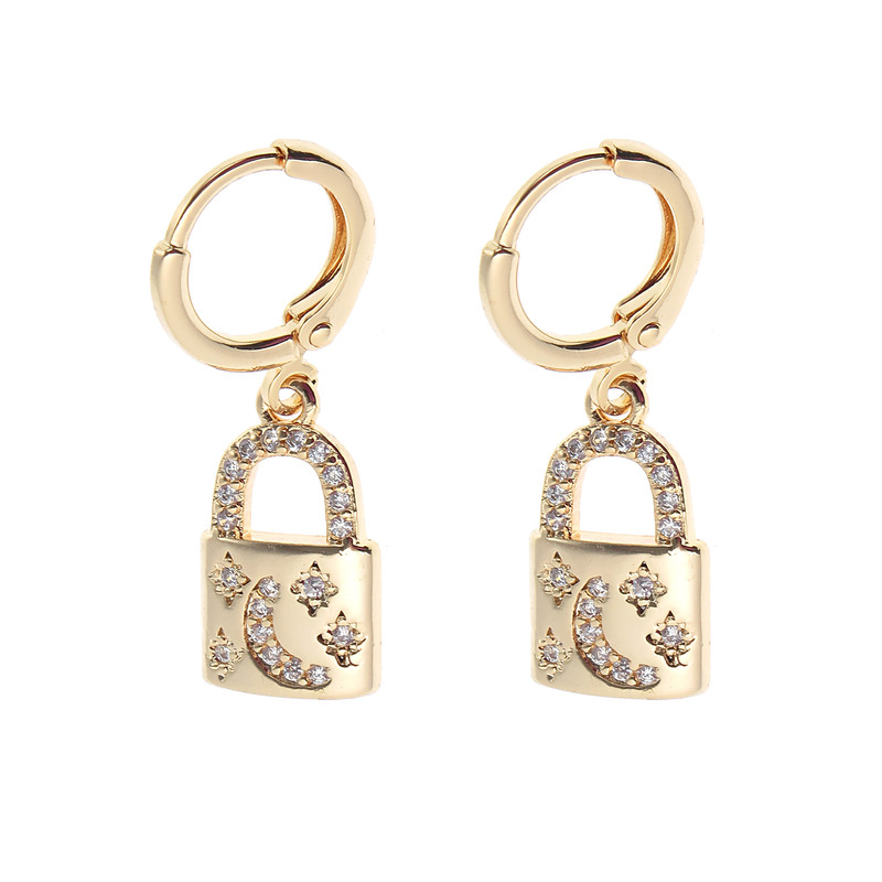 گوشواره زنانه وای اس ایکس مدل قفل آویز کد 84521