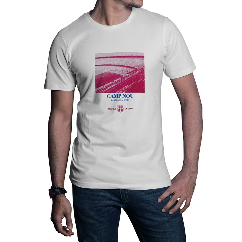 تی‌شرت آستین کوتاه مردانه طرح نیوکمپ بارسلونا