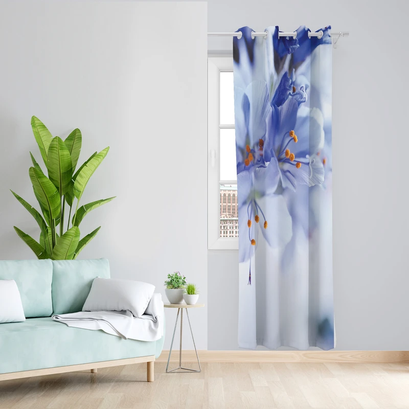 پرده طرح گل مدل مخمل پانچی کد L 443R Z سایز 140x200 سانتی متر