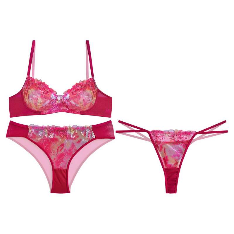 ست شورت و سوتین زنانه نوشه پوش کد 40914 رنگ زرشکی مجموعه 3 عددی