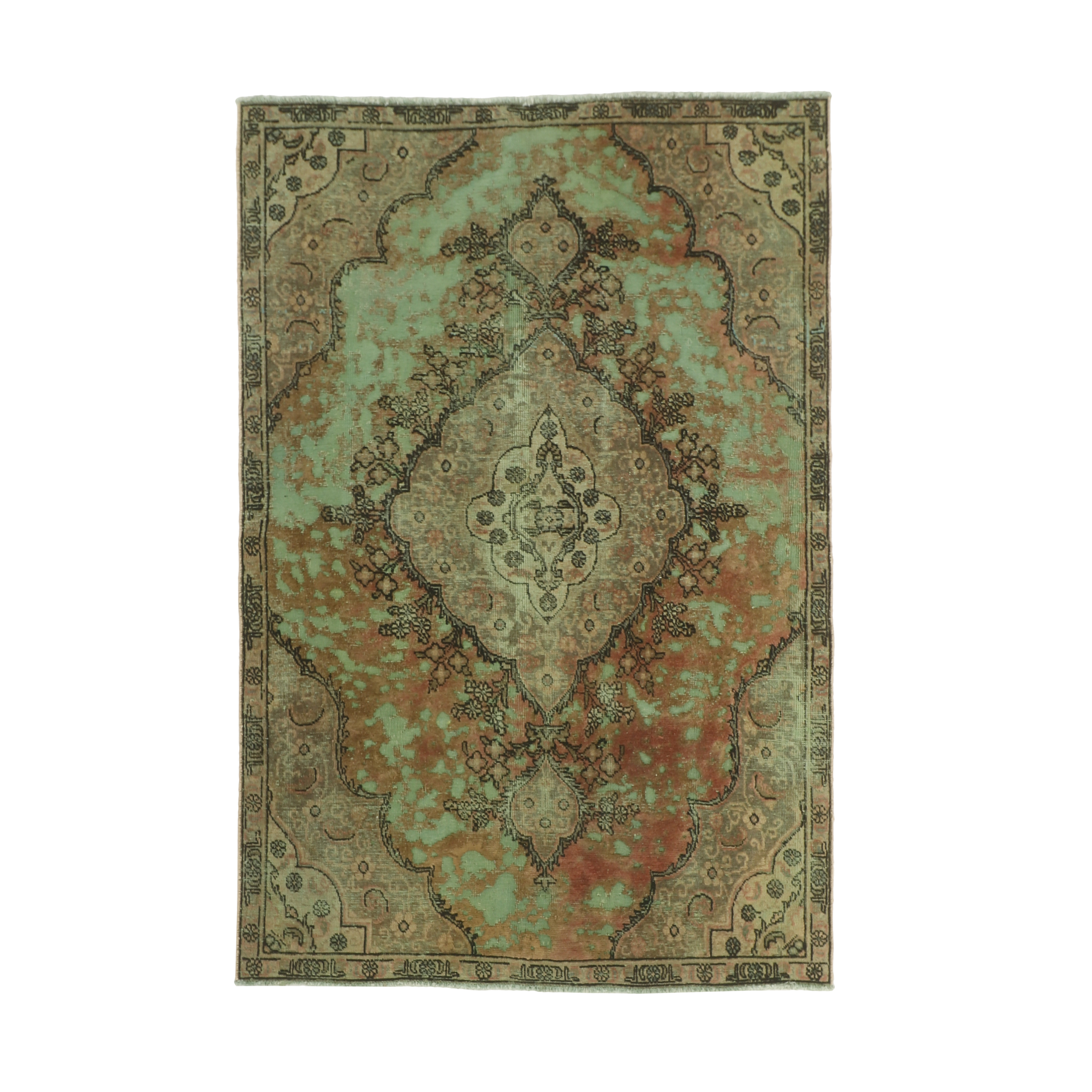 فرش دستبافت رنگ شده سه و نیم متری طرح وینتیج کد 542903