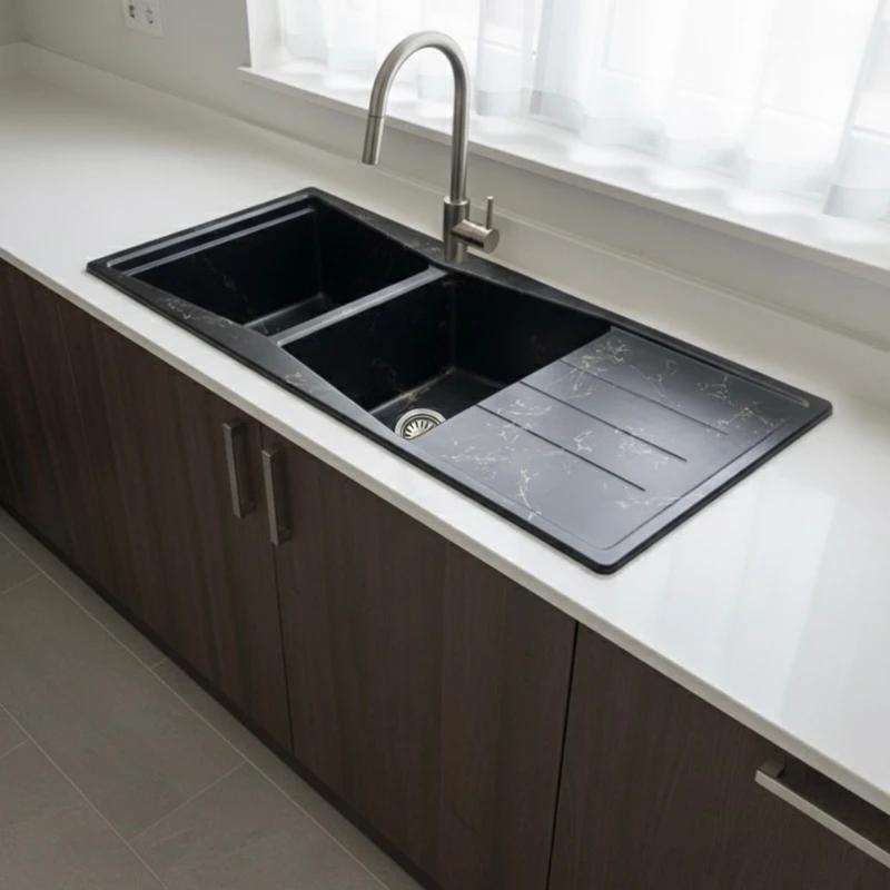 سینک ظرفشویی کورین توکار دو لگنه مدل فلورا BG