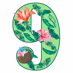  استند رومیزی تولد مدل عدد 9 طرح هاوایی کد 1462