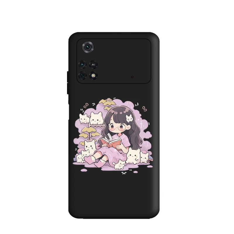 کاور قاب گارد طرح  گربه و دختر کد FF974  مناسب برای گوشی موبایل شیائومی Poco m4 pro 4G