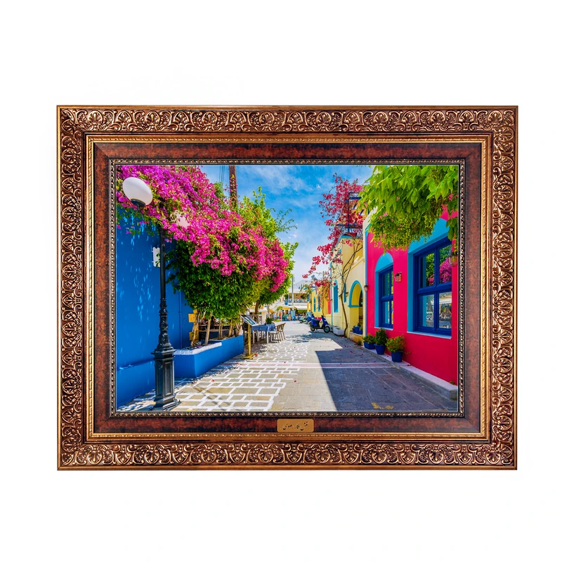 تابلو فرش ماشینی نقش نگار رضوی طرح کوچه کد 5638C 