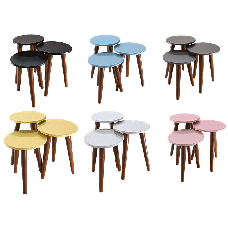 میز عسلی دایره مدل مینیمال 323 کد 12 مجموعه سه عددی