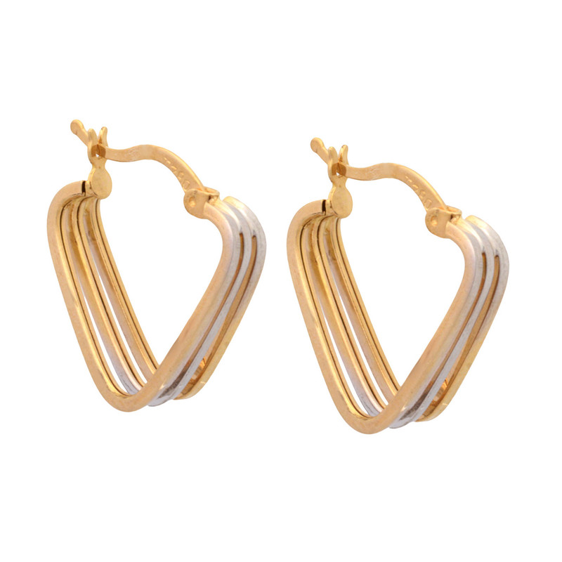 گوشواره کلیپسی طلا 18 عیار زنانه طلای مستجابی مدل مثلث سه حلقه کد T280