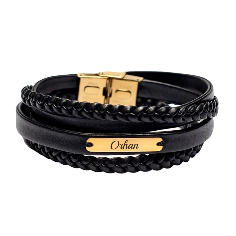 دستبند طلا 18 عیار مردانه لیردا مدل اسم اورهان کد 30304