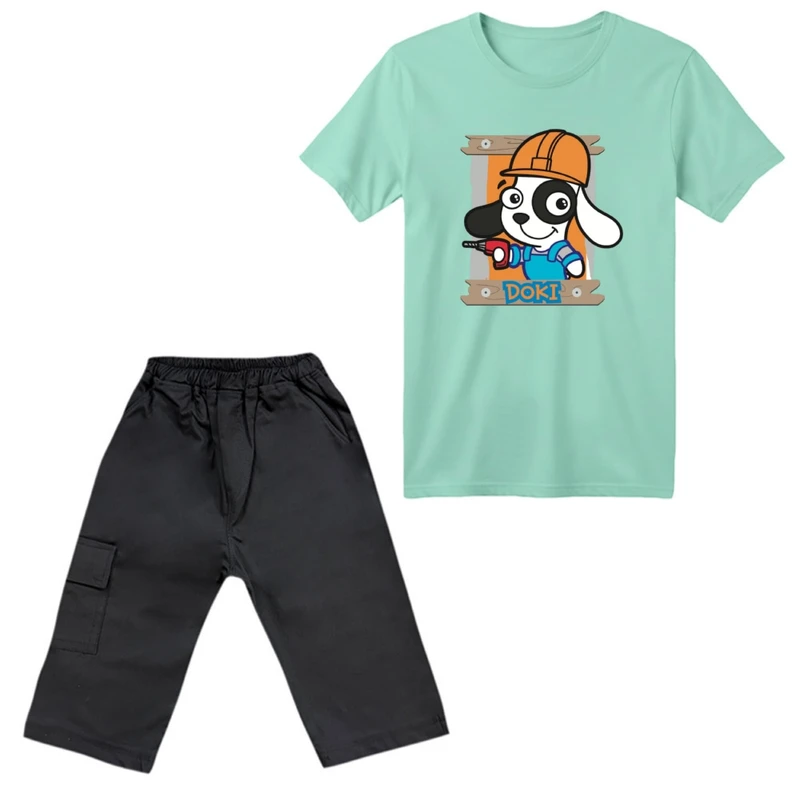 ست تی‌شرت آستین کوتاه و شلوارک پسرانه مدل سگ کد 1