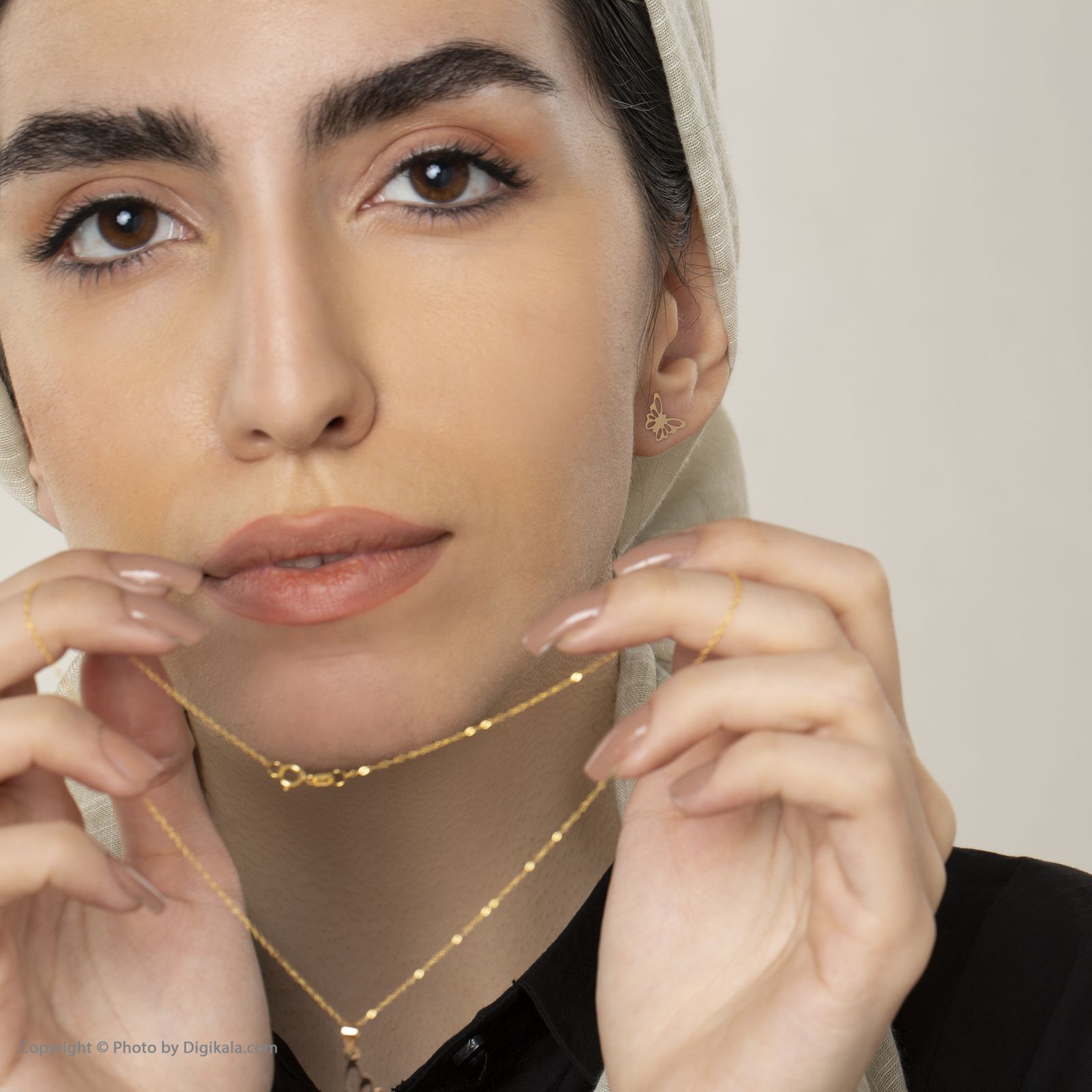 نیم ست طلا 18 عیار زنانه کاپانی طرح پروانه کد KS016 -  - 5