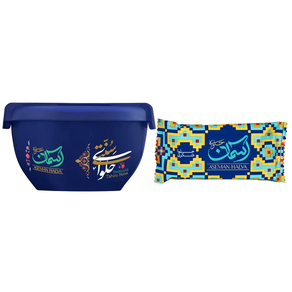 حلوا ارده سنتی آسمان - 450 گرم به همراه حلوا شکری آسمان - 90 گرم