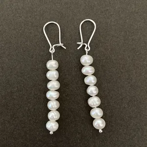 گوشواره نقره زنانه الماسین آذر طرح مروارید کد Aviz01