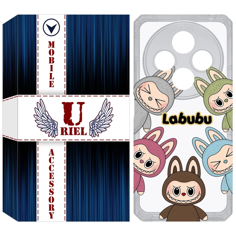 کاور یوریل مدل Clear کد 102 طرح لبوبو Labubu مناسب برای گوشی موبایل شیائومی Redmi 14C / Poco C75