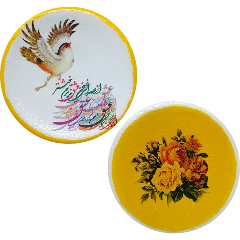 بشقاب دیوارکوب سفالی مدل شعر عاشقانه کد 16 مجموعه 2 عددی