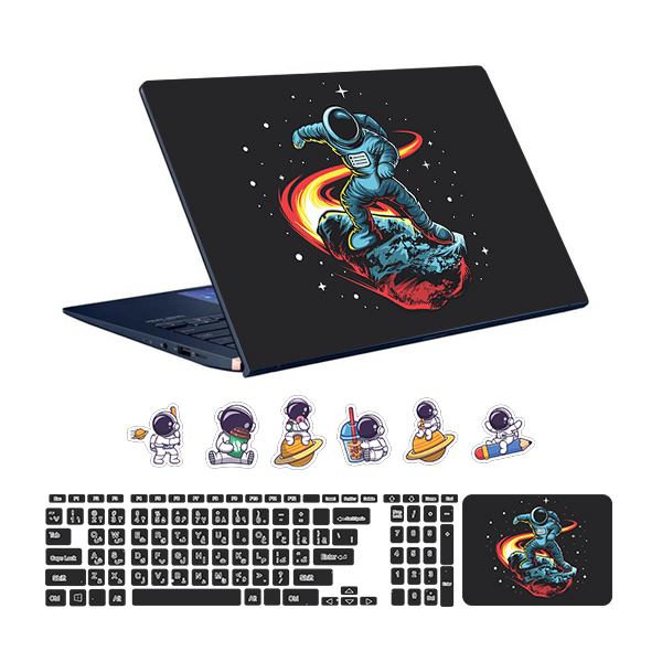 استیکر لپ تاپ توییجین و موییجین طرح Astronaut کد 13 مناسب برای لپ تاپ 15.6 اینچ به همراه برچسب حروف فارسی کیبورد