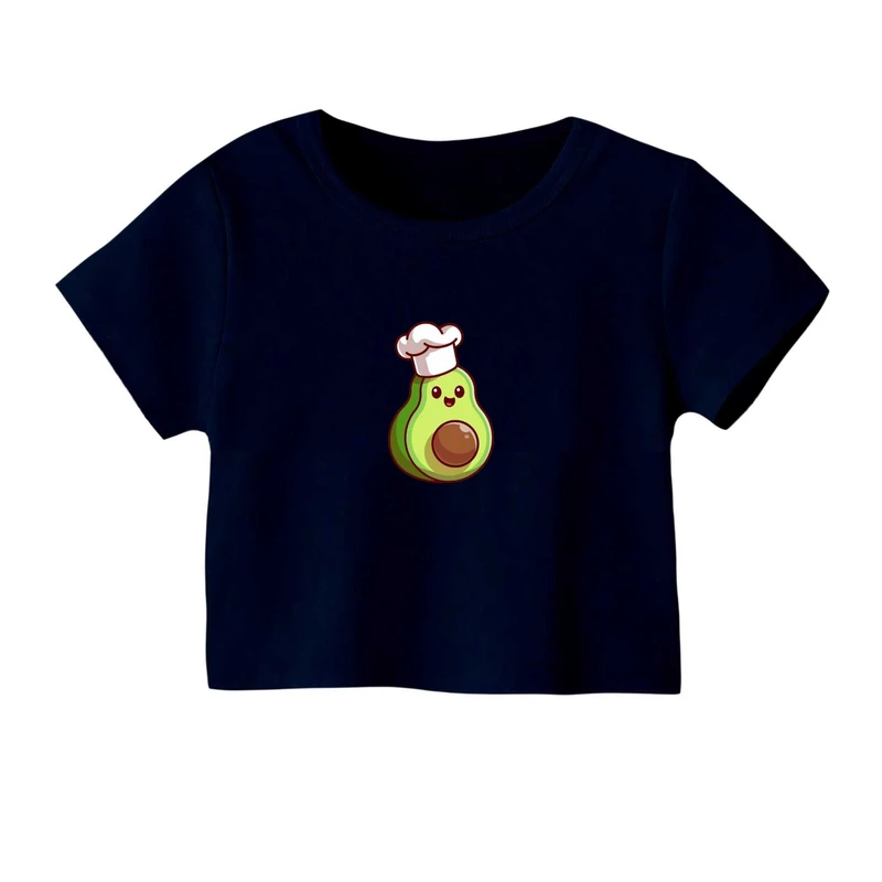 کراپ‌ تی‌شرت آستین کوتاه زنانه مدل آووکادو آشپز