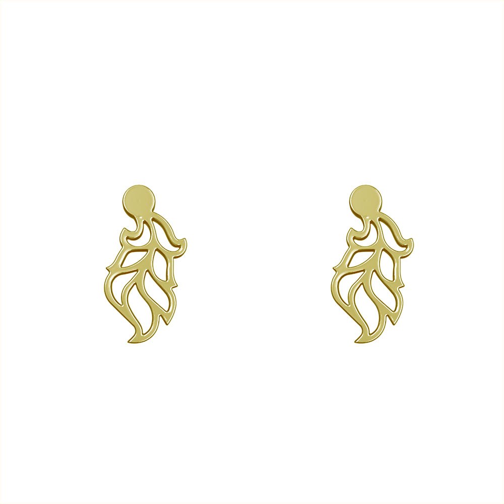 گوشواره طلا 18 عیار زنانه مدوپد مدل برگ کد GA1-10435