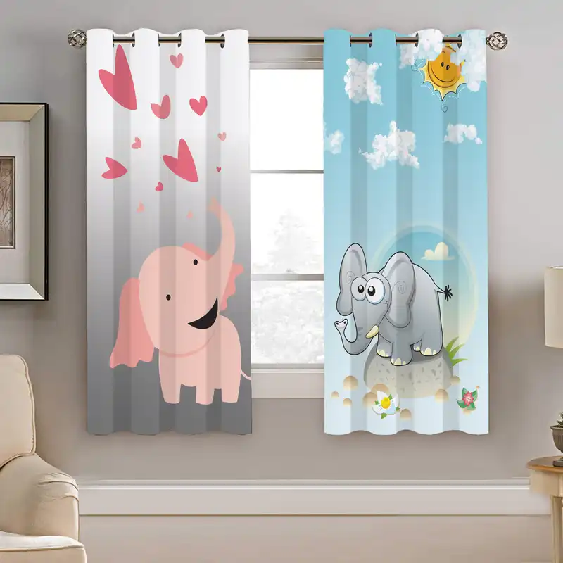 پرده نیروانا طرح فیل کودک مدل مخمل کد 4001 سایز 140×200 سانتی متر