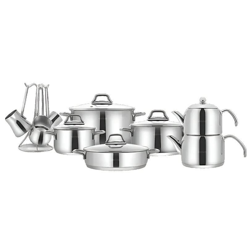 سرویس قابلمه و تابه استیل 15 پارچه کاراجا مدل Belgrad همراه با ابزار آشپزی