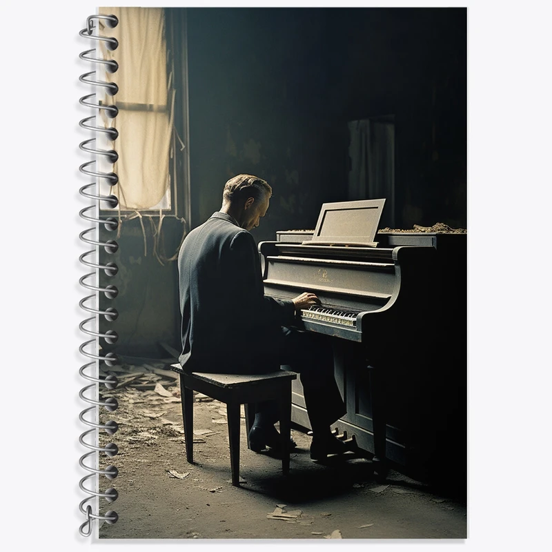 دفتر لغت 50 برگ خندالو طرح نوازنده پیانو کد F494