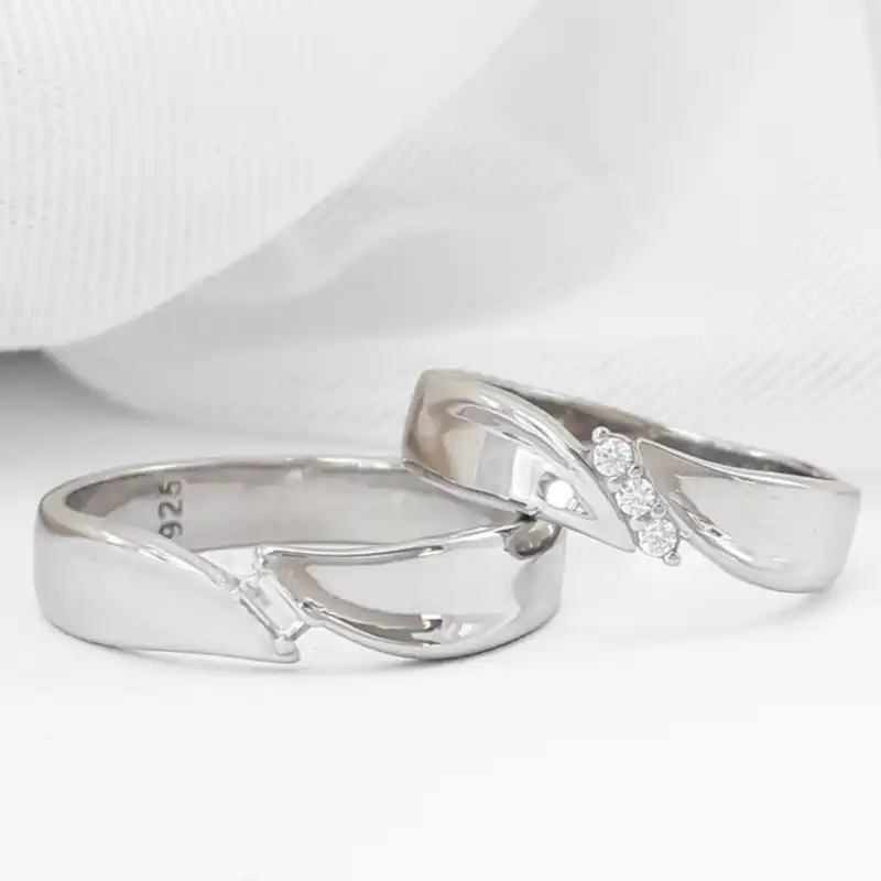 ست انگشتر نقره زنانه و مردانه مدل مریس