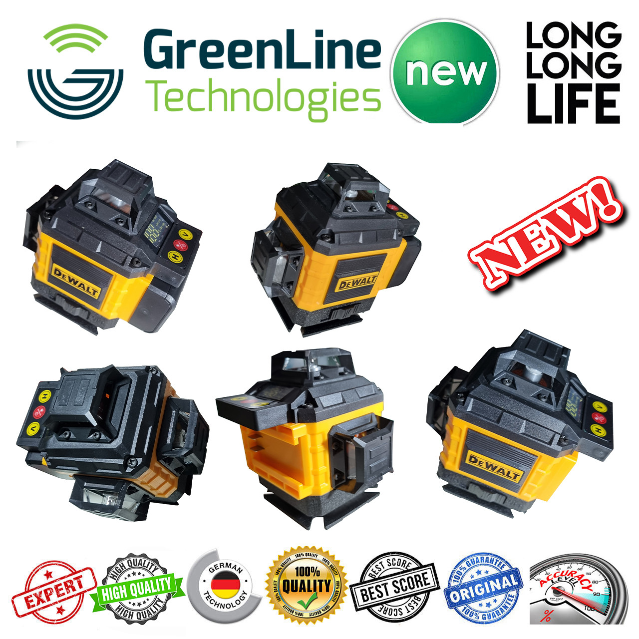 تراز لیزری  مدل 4 بعدی نور سبز کد Dewalt 360-16 L